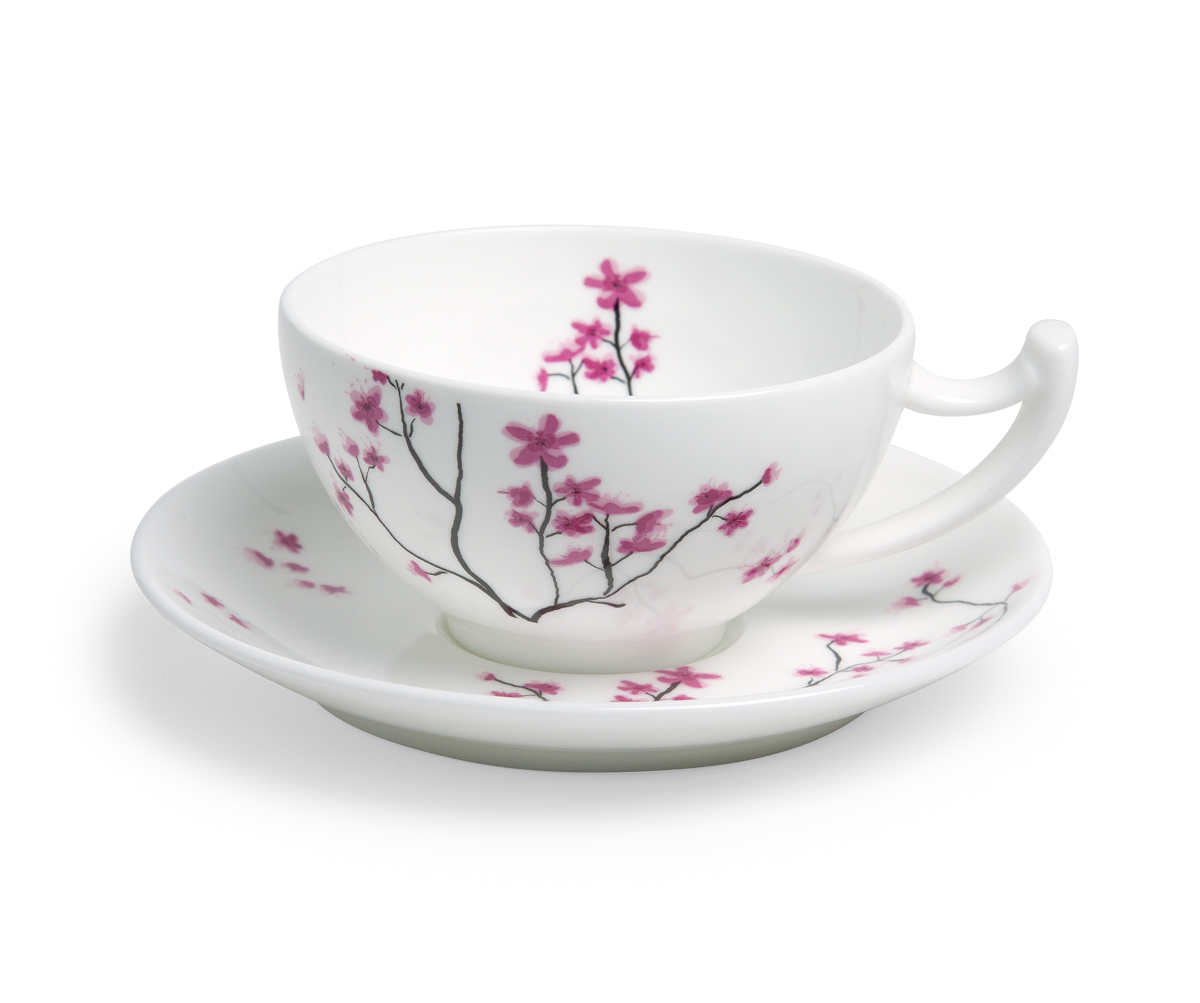 Tasse und Untertasse Cherry Blossom, 0,18l, Bone China