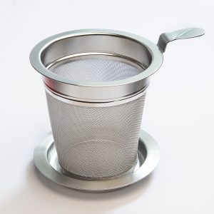 Edelstahlfilter mit Abtropftablett, Gr. IV / L, Ø innen 7,5 cm, außen 8,5 cm